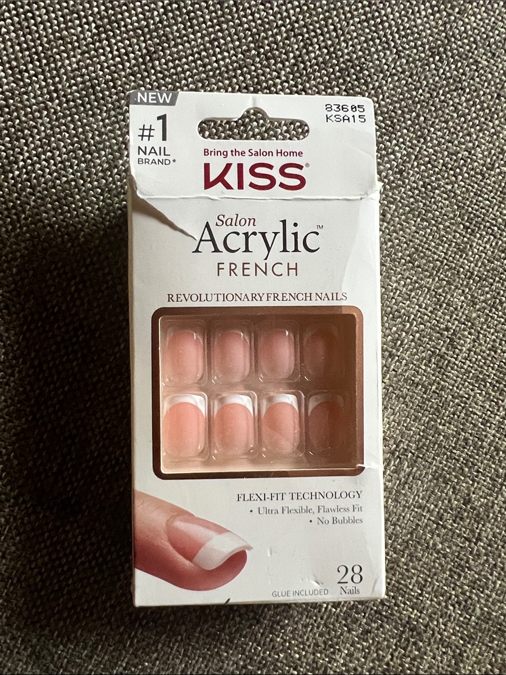 KISS Salon Acrylic French Nails - Pink & White French Tip Set
